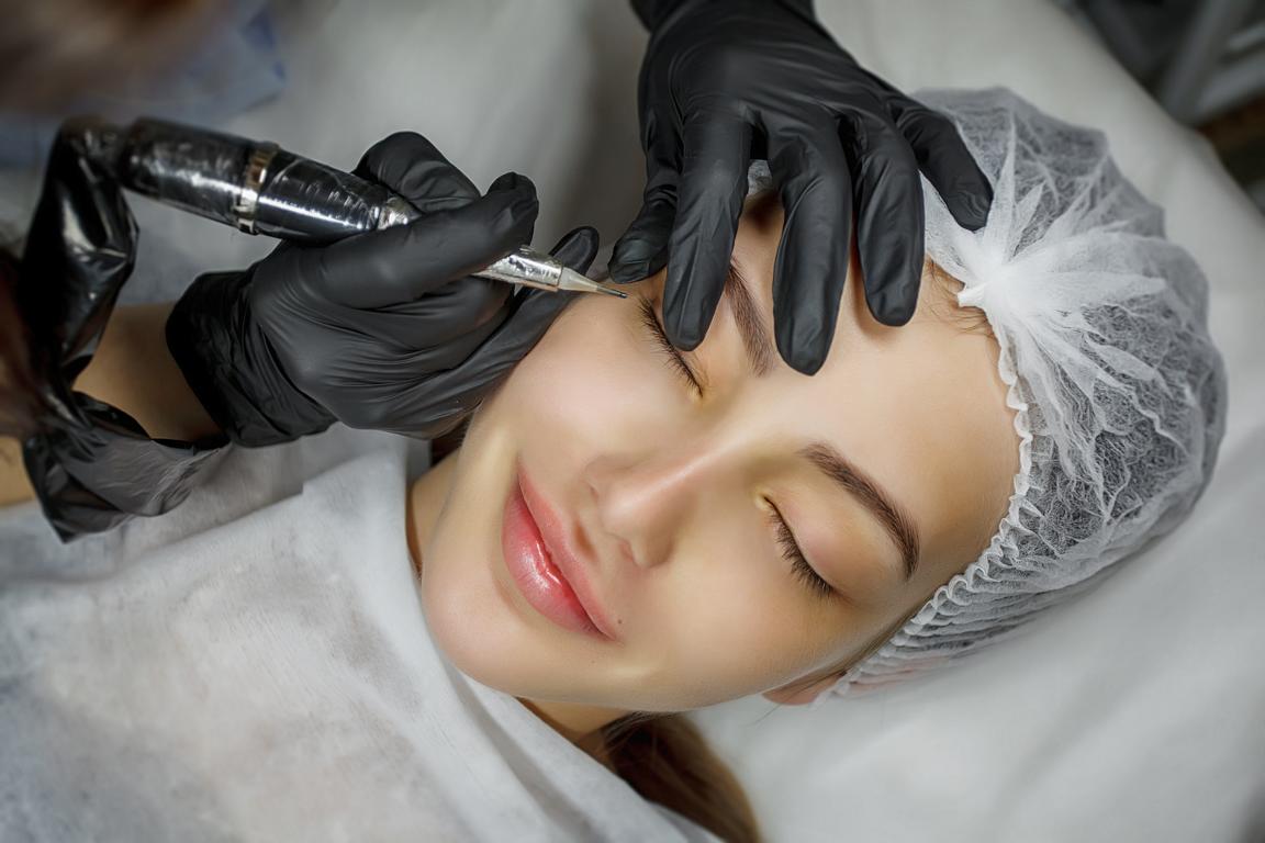 Permanent,Make,Up,Eyeliner,Procedure,,Applying,On,Young,Girl.,Close-up.